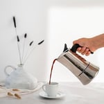 Bialetti - Moon Exclusive: 4 Cups Ocak Üstü Espresso Pişirici - 170ml - Gümüş Renk - Paslanmaz Çelik Gövde - Patentli Güvenlik Valfi - Tüm Ocak Türleri İçin Uygundur (İndüksiyon Dahil)