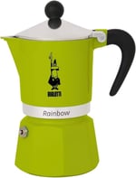 Bialetti - Rainbow: 3 Cups Ocak Üstü Espresso Pişirici - 130ml - Yeşil Renk - Alüminyum Gövde - Patentli Güvenlik Valfi - Tüm Ocak Türleri İçin Uygundur (İndüksiyon Hariç)