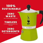 Bialetti - Rainbow: 3 Cups Ocak Üstü Espresso Pişirici - 130ml - Yeşil Renk - Alüminyum Gövde - Patentli Güvenlik Valfi - Tüm Ocak Türleri İçin Uygundur (İndüksiyon Hariç)