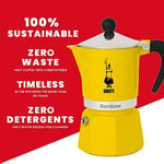 Bialetti - Rainbow: 3 Cups Ocak Üstü Espresso Pişirici - 130ml - Sarı Renk - Alüminyum Gövde - Patentli Güvenlik Valfi - Tüm Ocak Türleri İçin Uygundur (İndüksiyon Hariç)