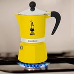 Bialetti - Rainbow: 3 Cups Ocak Üstü Espresso Pişirici - 130ml - Sarı Renk - Alüminyum Gövde - Patentli Güvenlik Valfi - Tüm Ocak Türleri İçin Uygundur (İndüksiyon Hariç)
