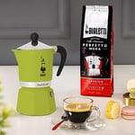 Bialetti - Rainbow: 3 Cups Ocak Üstü Espresso Pişirici - 130ml - Yeşil Renk - Alüminyum Gövde - Patentli Güvenlik Valfi - Tüm Ocak Türleri İçin Uygundur (İndüksiyon Hariç)