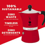 Bialetti - Rainbow: 6 Cups Ocak Üstü Espresso Pişirici - 250ml - Kırmızı Renk - Alüminyum Gövde - Patentli Güvenlik Valfi - Tüm  - Seçenekler: 1 Tasse, 3 Cups, 3 Tassen, 6 Cups, 6 Kişilik, 6 Tassen...
