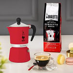 Bialetti - Rainbow: 6 Cups Ocak Üstü Espresso Pişirici - 250ml - Kırmızı Renk - Alüminyum Gövde - Patentli Güvenlik Valfi - Tüm  - Seçenekler: 1 Tasse, 3 Cups, 3 Tassen, 6 Cups, 6 Kişilik, 6 Tassen...