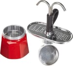 Bialetti - Set Mini Express: Ocak Üstü Espresso Pişirici + 2 Cups - Renk Kırmızı