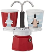 Bialetti - Set Mini Express: Ocak Üstü Espresso Pişirici + 2 Cups - Magrite Serisi