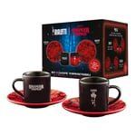 Bialetti Stranger Things 2 Fincan ve 2 Tabak Seti - Isıya Duyarlı Renk Değiştiren - Bulaşık Makinesinde Yıkanamaz - Her biri 80 ml, Siyah