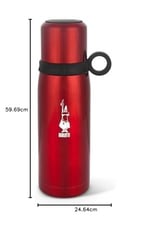 Bialetti - Termos - 460mL - Kırmızı Renk - Paslanmaz Çelik - Çift Katmanlı - 12 Saat Sıcak 24 Saat Soğuk Tutar - Bardaklı Kapak Özelliği