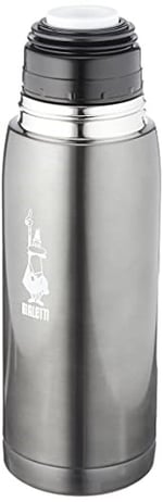 Bialetti - Termos - 460mL - Koyu Gri Renk - Paslanmaz Çelik - Çift Katmanlı - 12 Saat Sıcak 24 Saat Soğuk Tutar - Bardaklı Kapak Özelliği