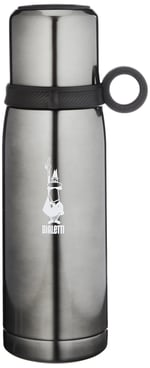 Bialetti - Termos - 460mL - Koyu Gri Renk - Paslanmaz Çelik - Çift Katmanlı - 12 Saat Sıcak 24 Saat Soğuk Tutar - Bardaklı Kapak Özelliği