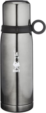 Bialetti - Termos - 460mL - Koyu Gri Renk - Paslanmaz Çelik - Çift Katmanlı - 12 Saat Sıcak 24 Saat Soğuk Tutar - Bardaklı Kapak Özelliği