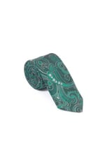 Bianze Yeşil Beyaz Şal Motif Desen Kravat Mendil Set
