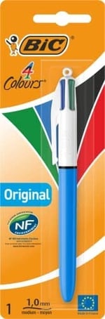BIC 4 renkli tükenmez kalem, orijinal, tekli paket, ofis, ev, ofis veya okul için ideal