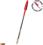 BIC Cristal Medium Tükenmez Kalem Kırmızı 50'li Kutu, 1.0 mm Orta Kalınlıkta Uç, Şeffaf Gövde, Delikli Kapak