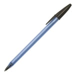 BIC Cristal Soft Tükenmez Kalem, Siyah, 50'li Kutu, 1.2 mm Orta Kalınlıkta Uç, Şeffaf Gövde, Delikli Kapak