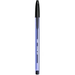 BIC Cristal Soft Tükenmez Kalem, Siyah, 50'li Kutu, 1.2 mm Orta Kalınlıkta Uç, Şeffaf Gövde, Delikli Kapak