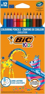 BIC Kids Evolution Kuru Boya Kalemi, 12'li Kutu, Kıymık Oluşturmaz, Çiğnemeye Karşı Dayanıklı, Kolay Açılır 3lü paket - Seçenekler: 3 Adet, 24'lü, 36'lı