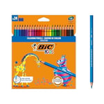 BIC Kids Evolution Kuru Boya Kalemi, 24'lü Kutu, Kıymık Oluşturmaz, Çiğnemeye Karşı Dayanıklı, Kolay Açılır