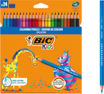 BIC Kids Evolution Kuru Boya Kalemi, 24'lü Kutu, Kıymık Oluşturmaz, Çiğnemeye Karşı Dayanıklı, Kolay Açılır