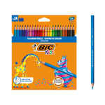 BIC Kids Evolution Kuru Boya Kalemi, 24'lü Kutu, Kıymık Oluşturmaz, Çiğnemeye Karşı Dayanıklı, Kolay Açılır