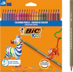 BIC Kids Evolution Stripes Kuru Boya Kalemi, 24'lü Kutu