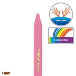 BIC Plastidecor Elleri Kirletmeyen Üçgen Pastel Boya, 12'Li Kutu, Elleri Boyamaz, 30 Aydan Büyük Çocuklar İçin İdeal