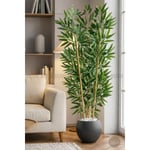Biçiçek 125cm Yapay Bambu Ağaci Küre Saksida Gri