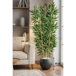 Biçiçek 125cm Yapay Bambu Ağaci Küre Saksida Gri
