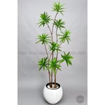 Biçiçek 160 Cm Dragon Bitkisi Yapay Dracaena Küre Saksıda Beyaz