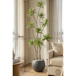 Biçiçek 160 Cm Dragon Bitkisi Yapay Dracaena Küre Saksıda Gri