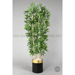 Biçiçek Yapay Bambu Ağacı 140cm Siyah Gold Metal Saksıda