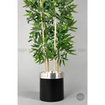 Biçiçek Yapay Bambu Ağacı 140cm Siyah Gümüş Metal Saksıda