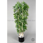 Biçiçek Yapay Bambu Ağacı 140cm Siyah Gümüş Metal Saksıda