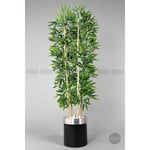 Biçiçek Yapay Bambu Ağacı 140cm Siyah Gümüş Metal Saksıda