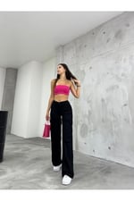 BİKELİFE Açık Yeşil Kargo Cepli Likralı Yüksek Bel Wide Leg Pantolon-1