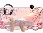 Bilek Destekli Büyük Mouse Pad Kiraz Çiçeği Masa Matı Oyun Mousepad ve Keyborad Bilek Dinlenme Pembe Bilgisayar Matı 80 cm x 40 cm XXL Mouse Mat Organizasyon Dekoru