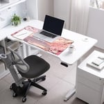 Bilek Destekli Büyük Mouse Pad Kiraz Çiçeği Masa Matı Oyun Mousepad ve Keyborad Bilek Dinlenme Pembe Bilgisayar Matı 80 cm x 40 cm XXL Mouse Mat Organizasyon Dekoru