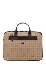 Bilik Deri Monogram Açık Vizon/Kahve Unisex Laptop & Evrak Çantası RH09 BUSİNESS-MN (Açık Vizon/Kahve)