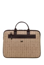 Bilik Deri Monogram Açık Vizon/Kahve Unisex Laptop & Evrak Çantası RH09 BUSİNESS-MN (Açık Vizon/Kahve)