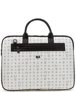 Bilik Deri Monogram Beyaz/Siyah Unisex Laptop & Evrak Çantası RH09 BUSİNESS-MN (Beyaz/Siyah)