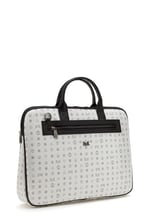 Bilik Deri Monogram Beyaz/Siyah Unisex Laptop & Evrak Çantası RH09 BUSİNESS-MN (Beyaz/Siyah)