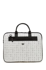 Bilik Deri Monogram Beyaz/Siyah Unisex Laptop & Evrak Çantası RH09 BUSİNESS-MN (Beyaz/Siyah)