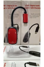 Bilişim Burada PL-8807 Lightning ile Uyumlu Mikrofon, Kulaklık, Şarj 2A Çevirici, Kırmızı BBPL8807RED