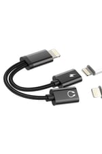BİLİŞİM BURADA ZR296 FTAC25 2 İn 1 Lightning Audio Dönüştürücü, Siyah BBZR296
