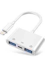BİLİŞİM BURADA ZR540 2 USB 1 Lightning Camera Adapter, Beyaz BBZR540