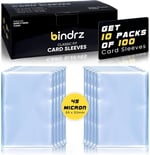 bindrz 1000 Ticaret Kartı Kılıfı - 45 Mikron Kalın - 66 x 92 mm | TCG MTG ve Spor Kartları için Yüksek Netlik Klasik Kuruş Kolları (1000 Kol)