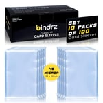 bindrz 1000 Ticaret Kartı Kılıfı - 45 Mikron Kalın - 66 x 92 mm | TCG MTG ve Spor Kartları için Yüksek Netlik Klasik Kuruş Kolları (1000 Kol)