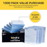 bindrz 1000 Ticaret Kartı Kılıfı - 45 Mikron Kalın - 66 x 92 mm | TCG MTG ve Spor Kartları için Yüksek Netlik Klasik Kuruş Kolları (1000 Kol)