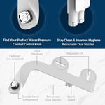 BioBidet SlimEdge Basit Bide Tuvalet Takımı, Beyaz, Çift Nozzle, Taze Su Sprey, Elektriksiz, Kolay Montaj