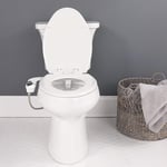 BioBidet SlimEdge Basit Bide Tuvalet Takımı, Beyaz, Çift Nozzle, Taze Su Sprey, Elektriksiz, Kolay Montaj